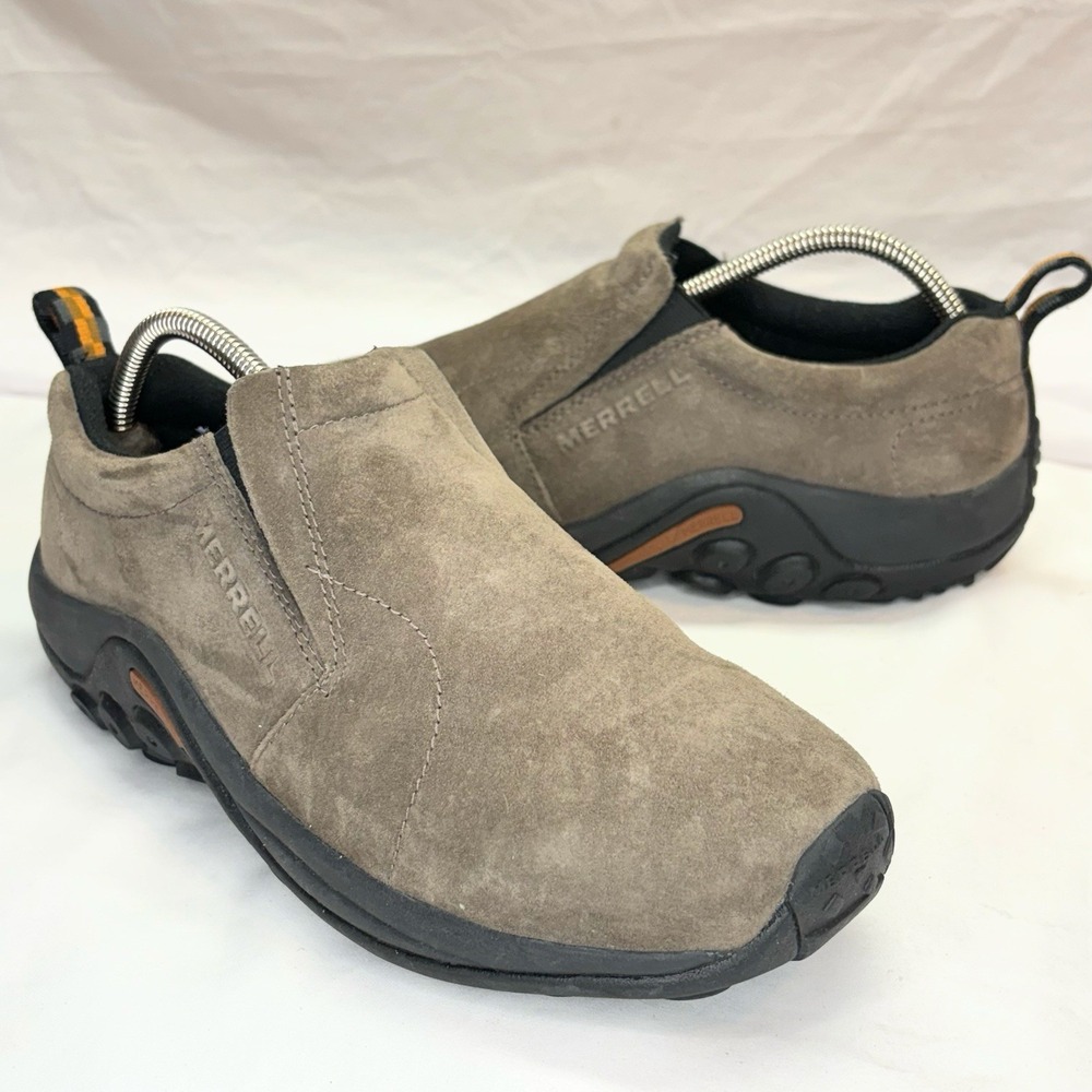 Merrell Jungle Moc‎ Hiking Shoe Men's Sz 8 Brown Gunsmoke Suede Slip On J63787W